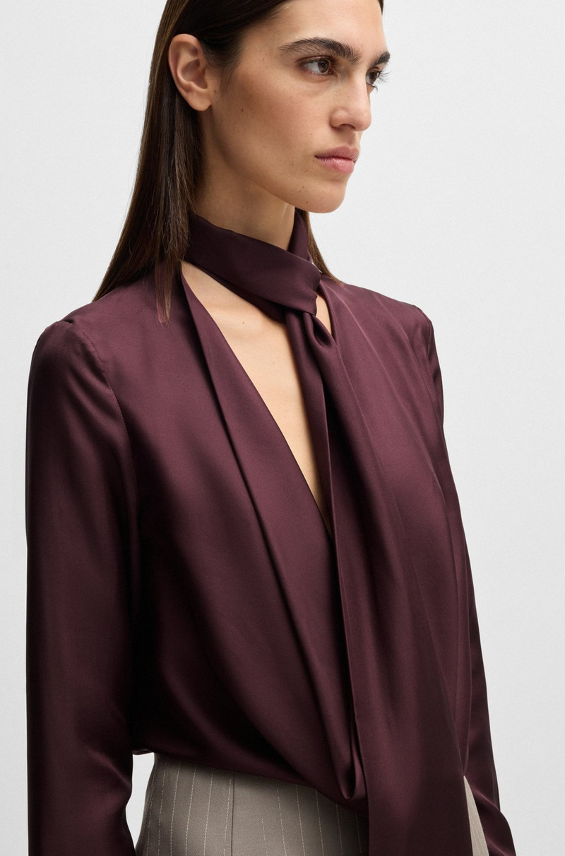 REGULAR-FIT BLOUSE IN SILK TWILL WITH SCARF NECKLINE 4