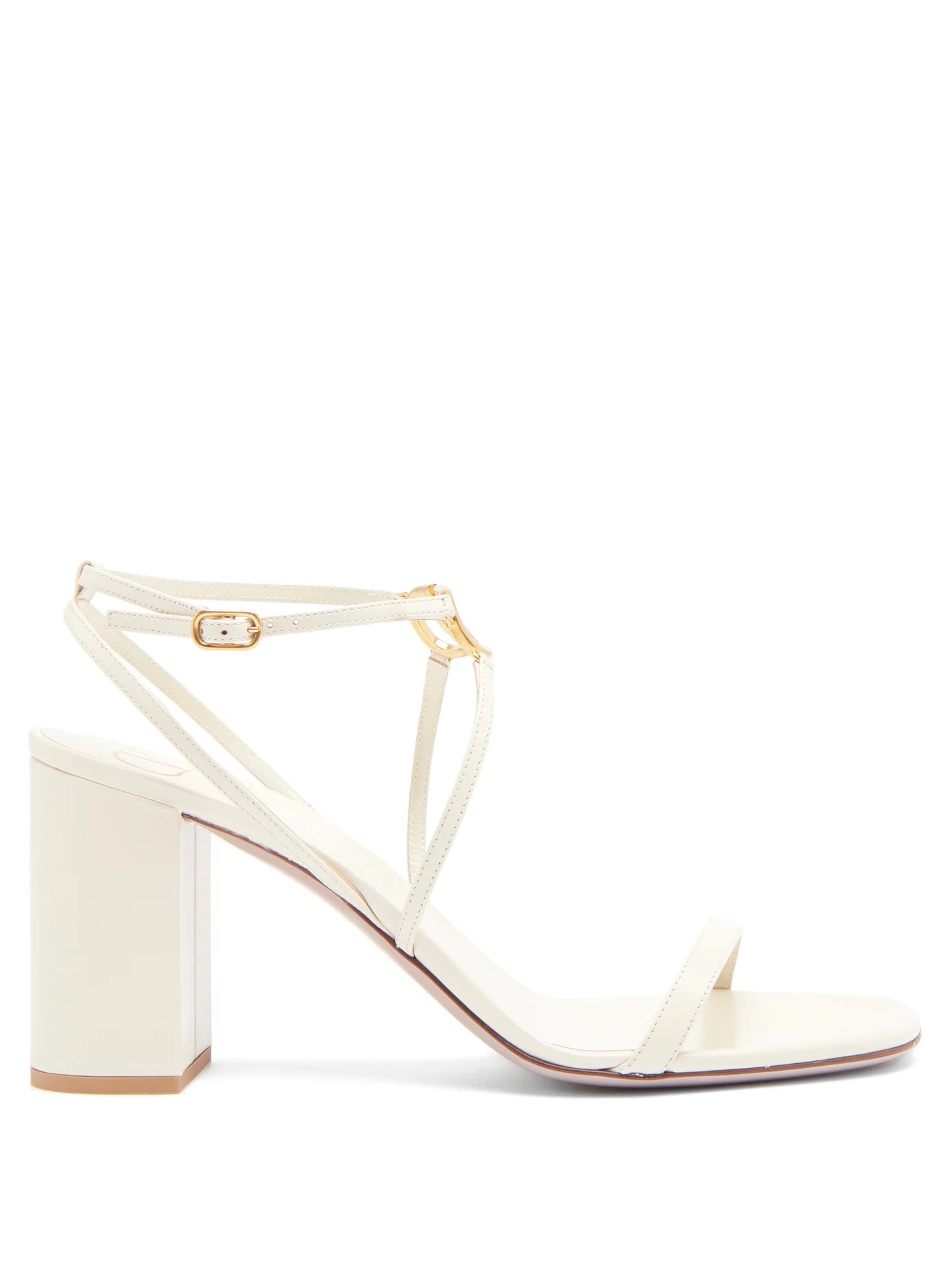 V-logo block-heel leather sandals - 1