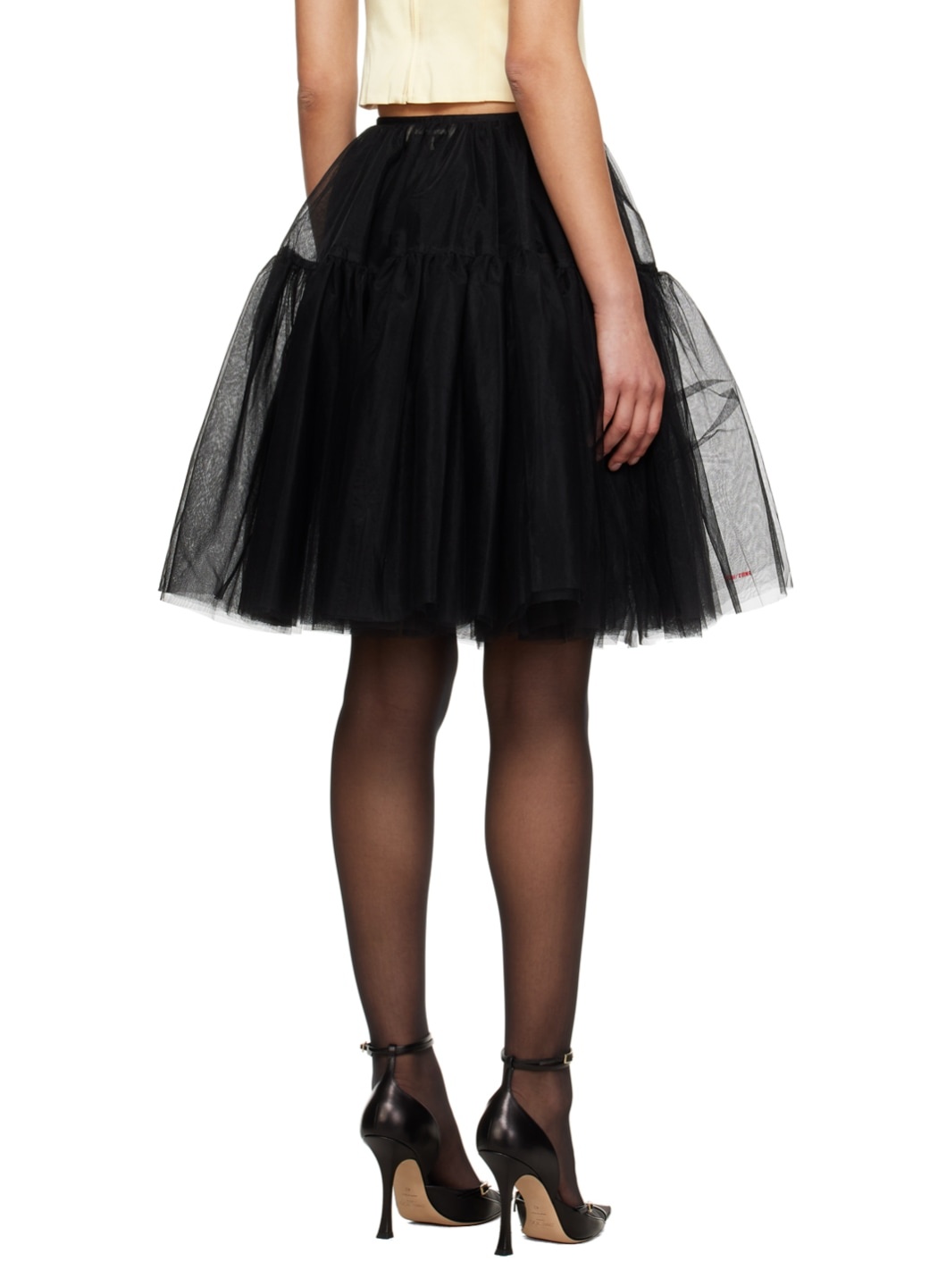 Black Semi-Sheer Midi Skirt - 3