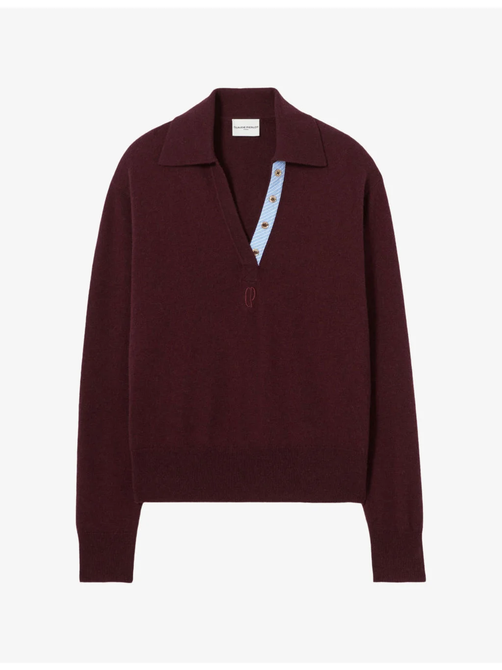 Logo-Embroidered Wool and Cashmere Polo Jumper - 1