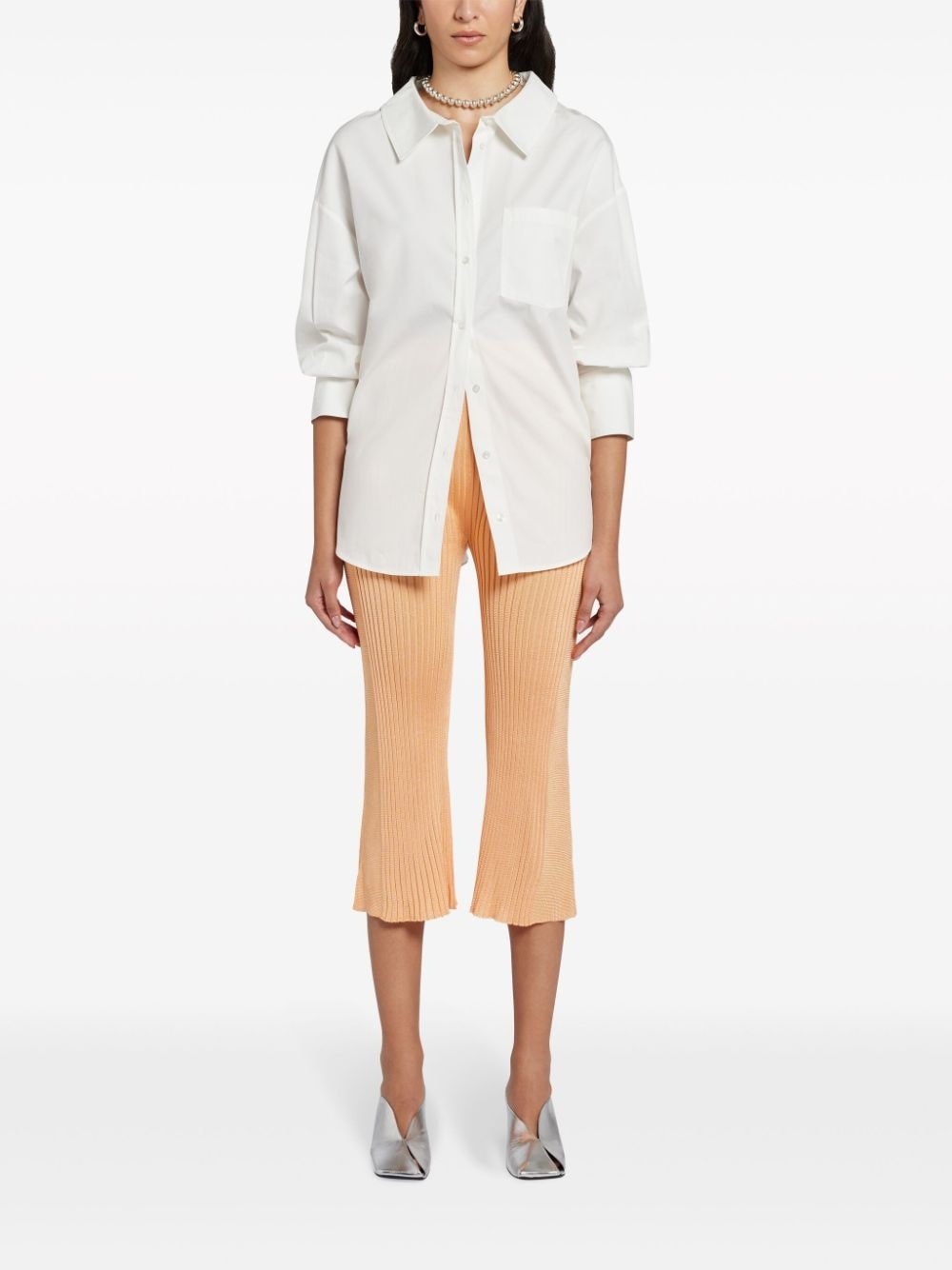 ribbed-panel cropped trousers - 3