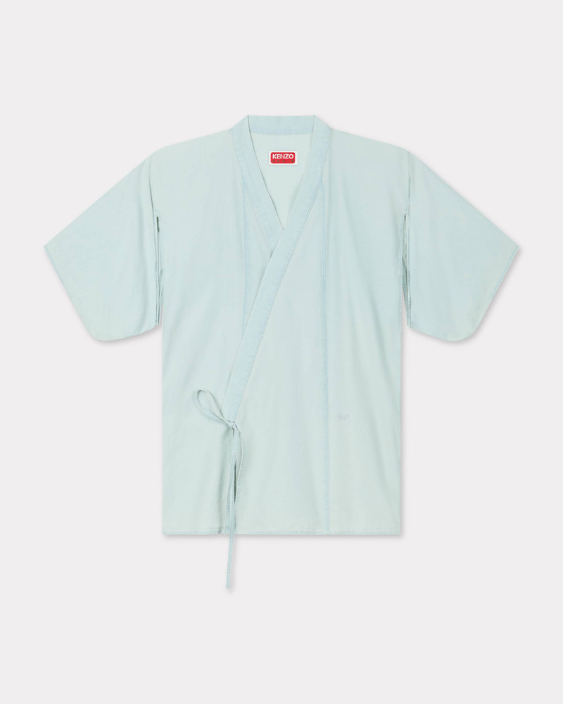 Loose kimono shirt in stone bleach chambray 1