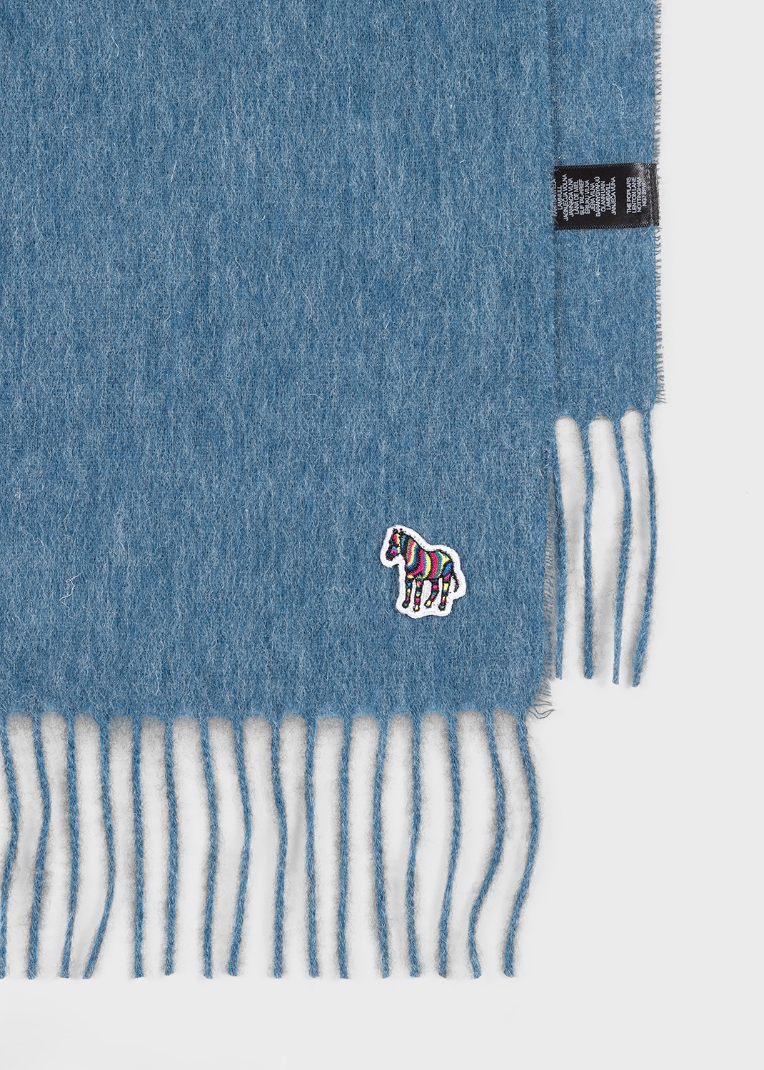 Blue Lambswool Zebra Logo Scarf - 2