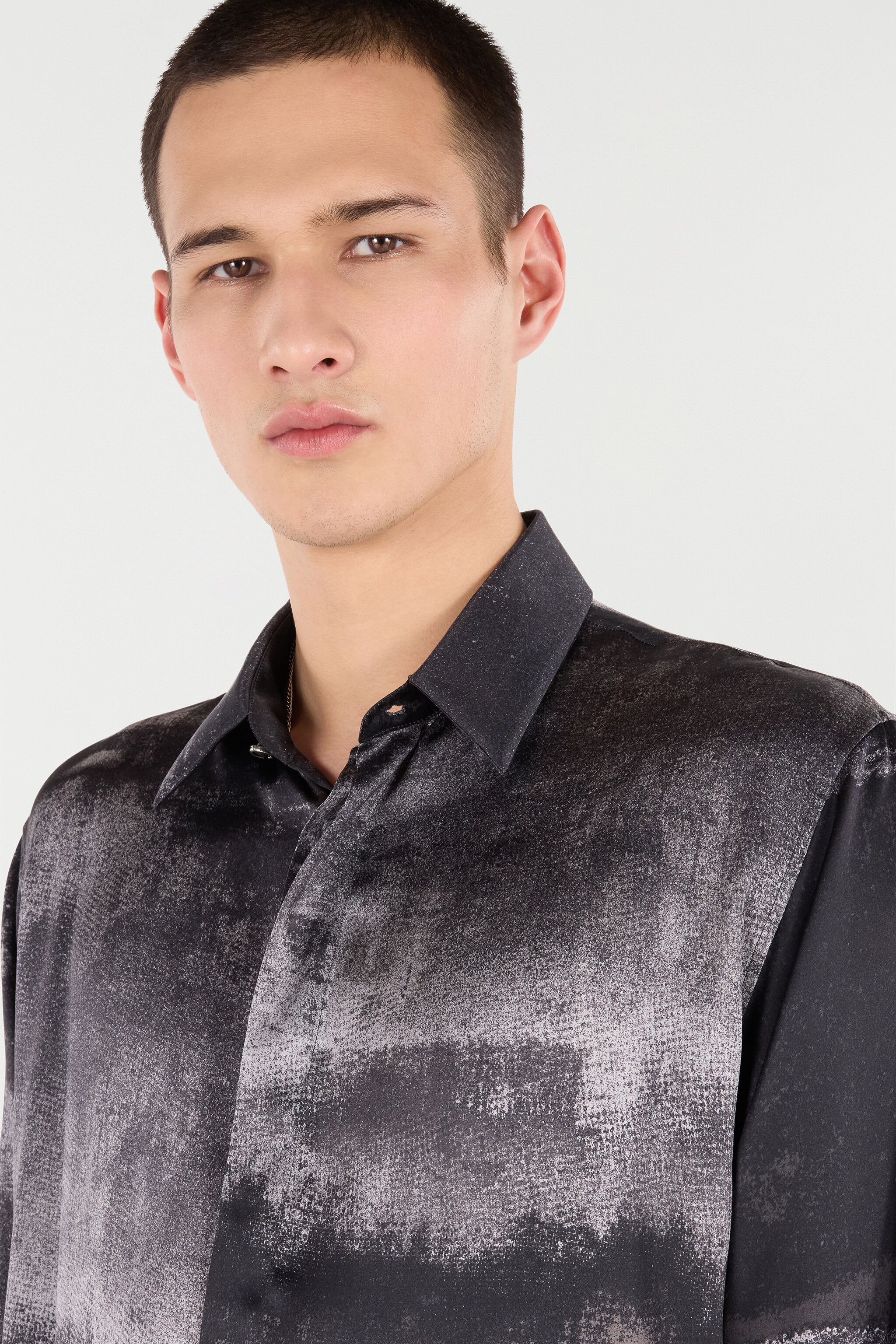 Used-Effect Gradient Silk Shirt - 6