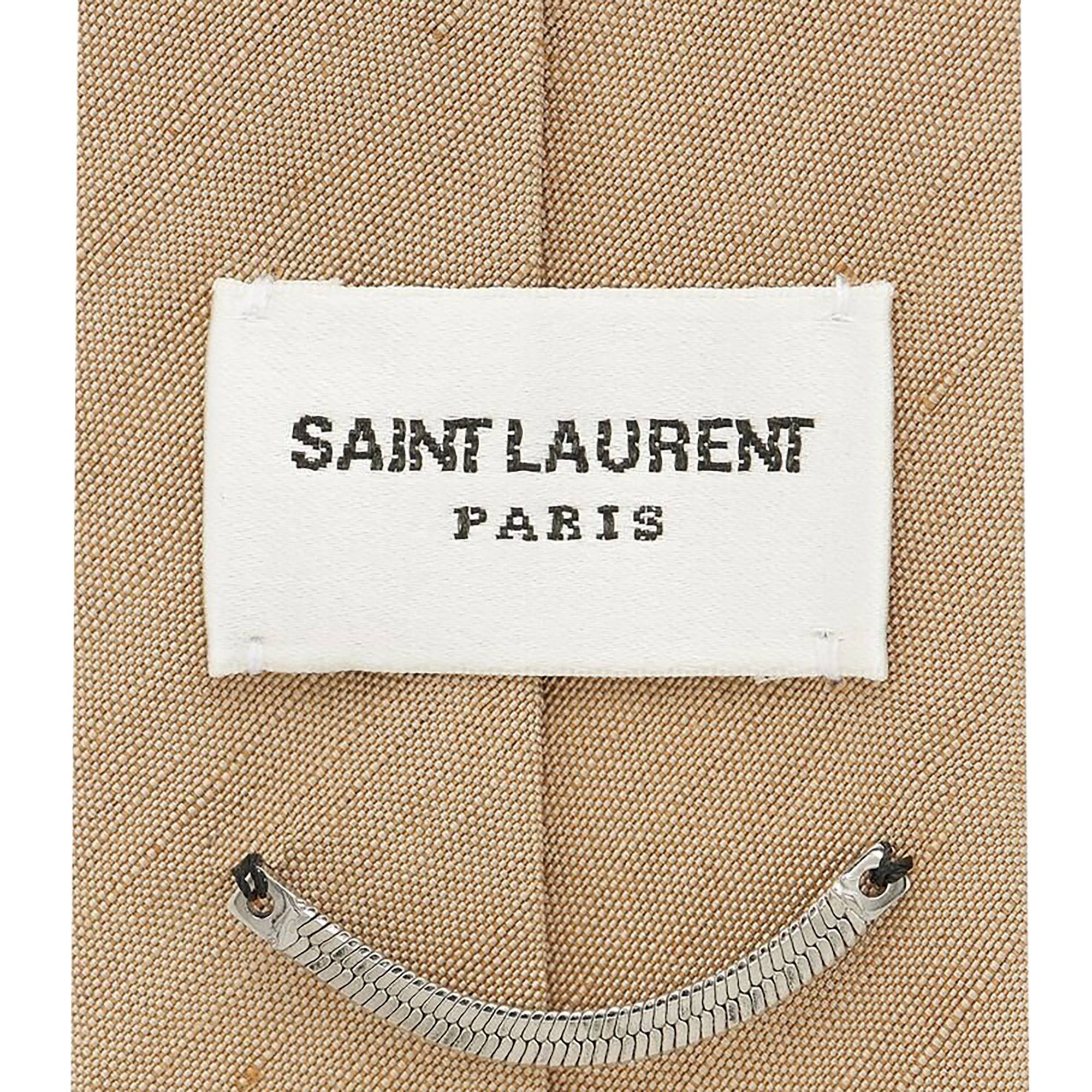 Saint Laurent Logo Patch Tie 'Beige' - 3