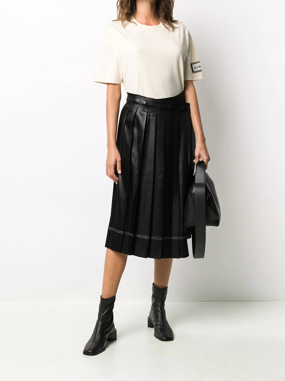 pleated wrap-front skirt - 2