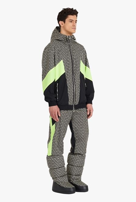 Capsule After ski - Ivory and black hooded nylon jacket with Balmain monogram - 7