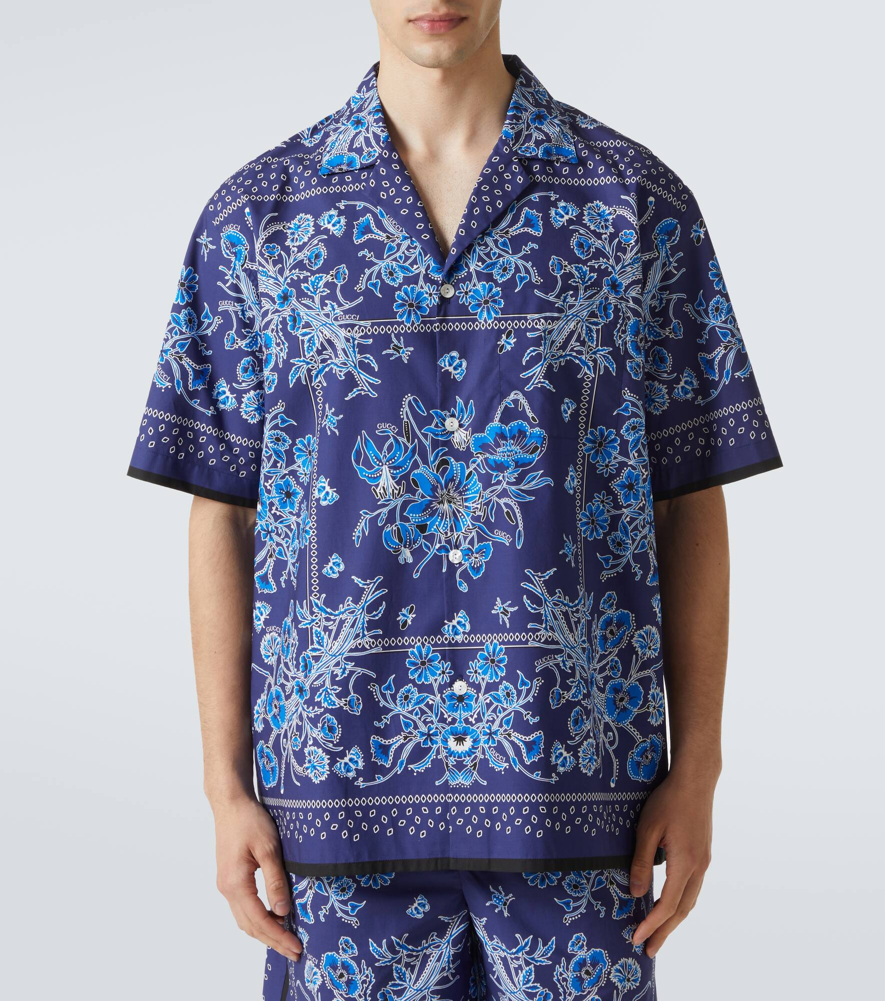 Floral cotton bowling shirt - 3