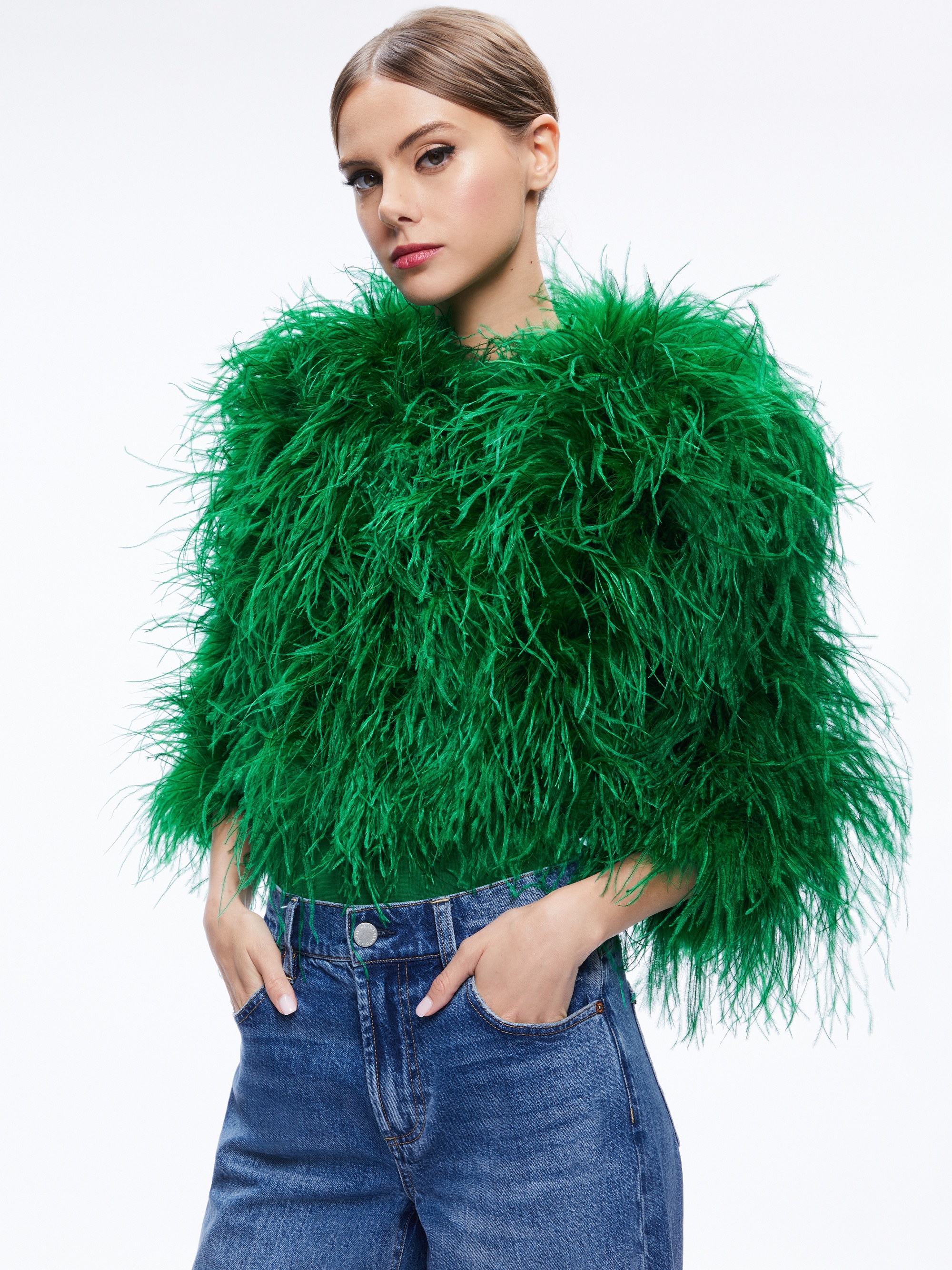 Alice + Olivia KIDMAN FEATHER JACKET