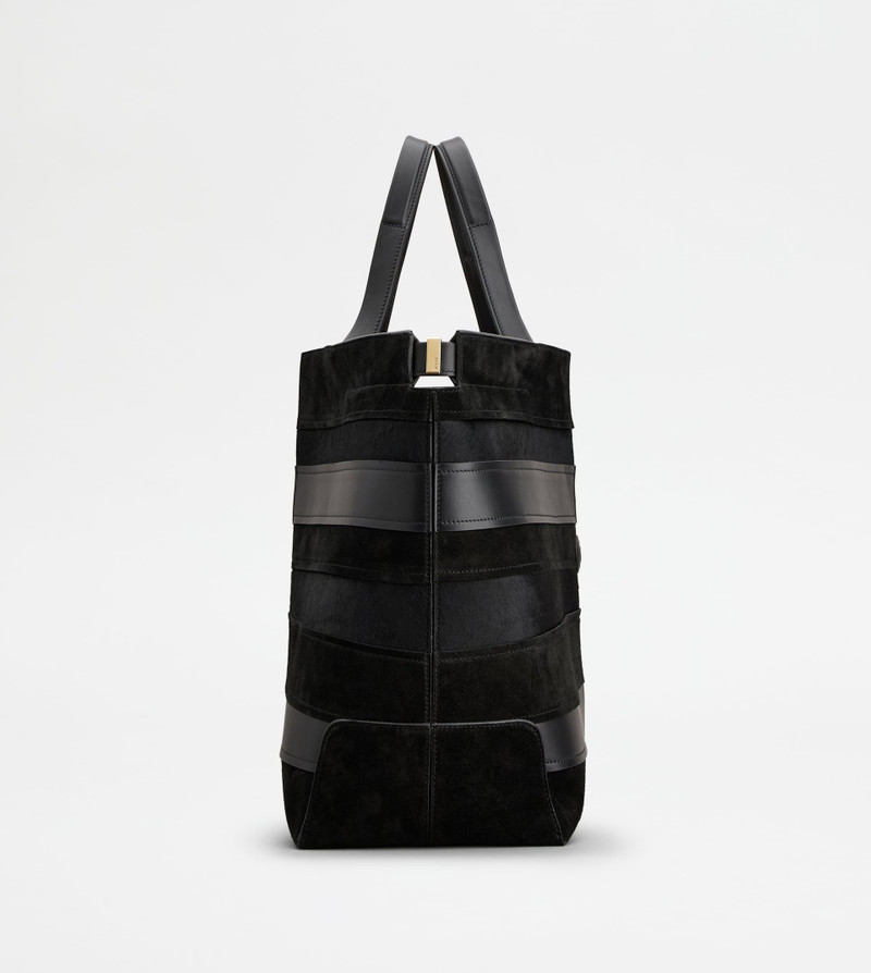 TOD'S DI BAG FOLIO IN SMOOTH LEATHER AND SUEDE MEDIUM - BLACK 2