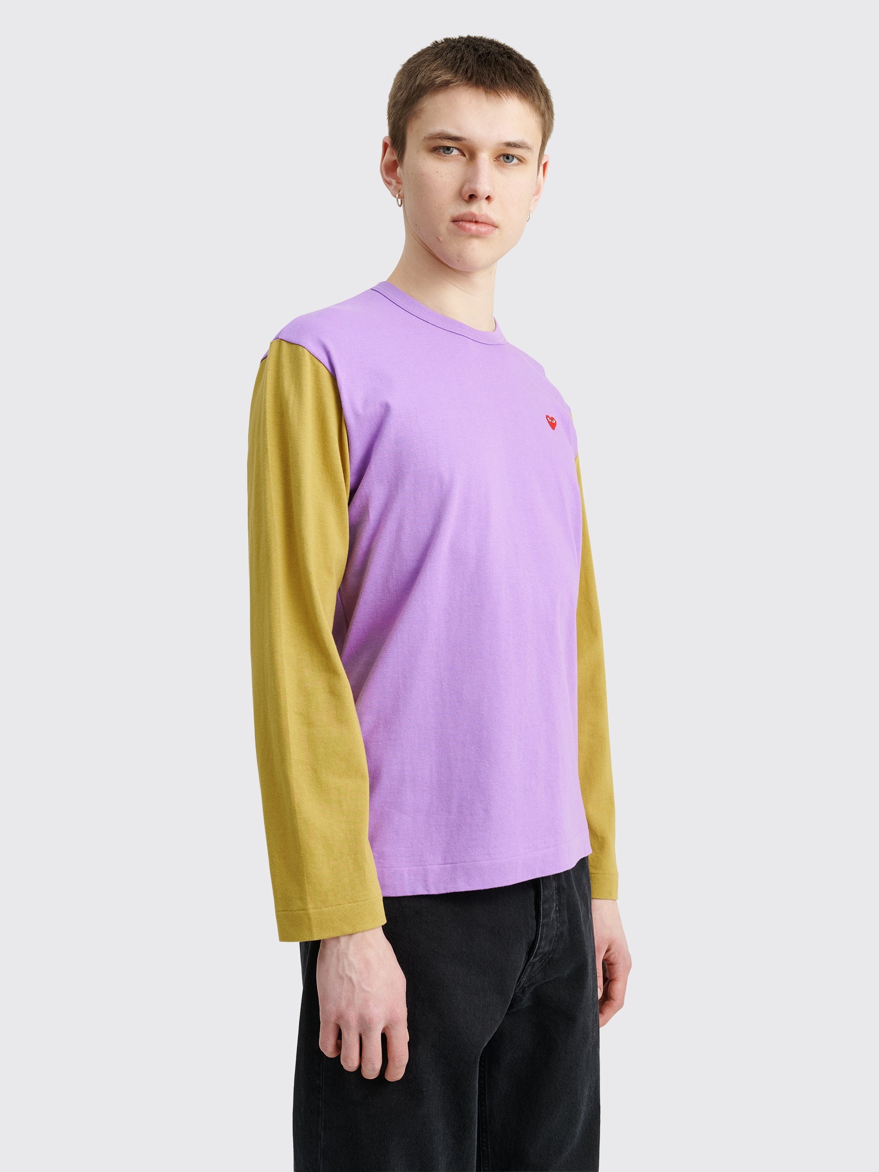 COMME DES GARÇONS PLAY MINI HEART LS T-SHIRT PURPLE / OLIVE - 5