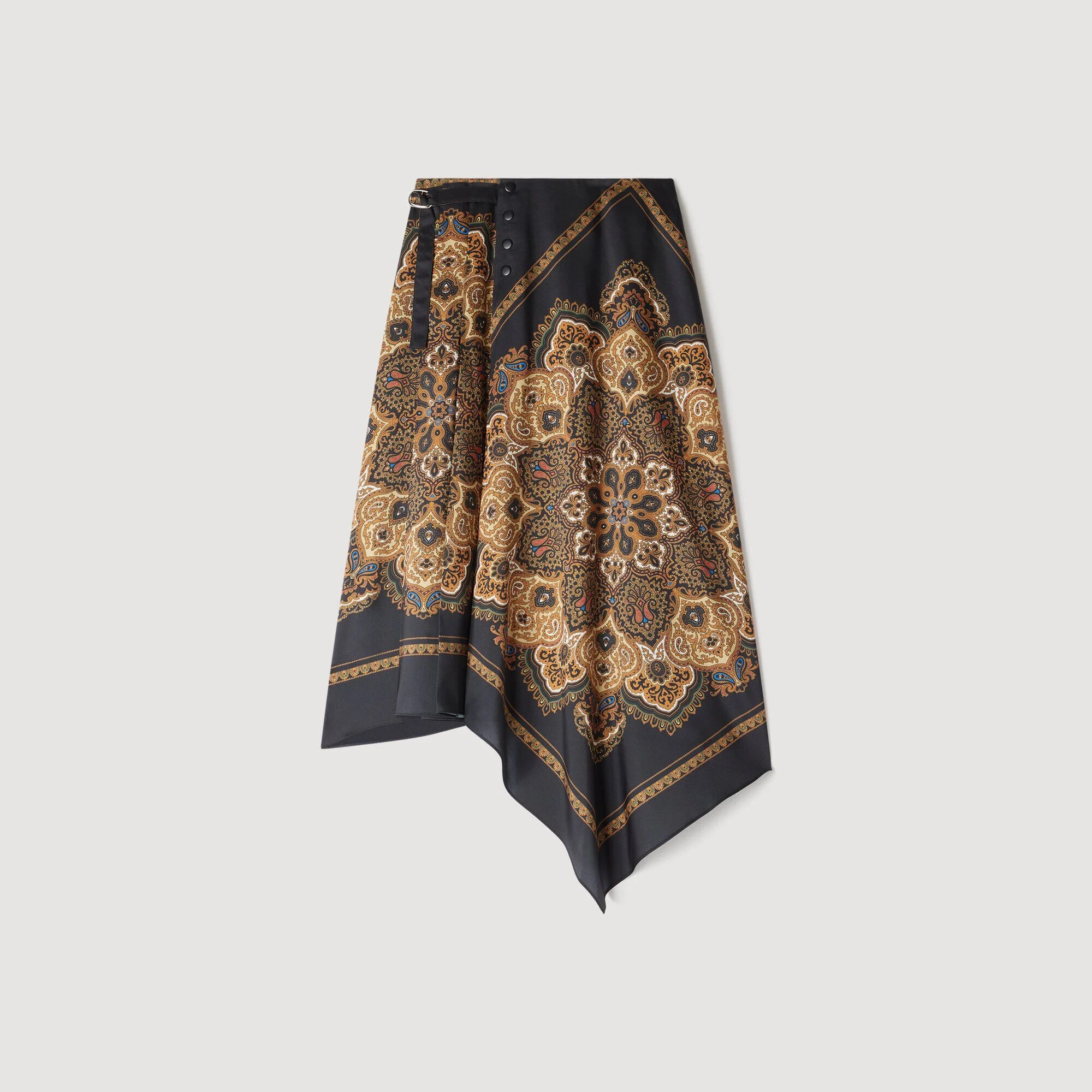 ASYMMETRICAL SCARF PRINT SKIRT - 1