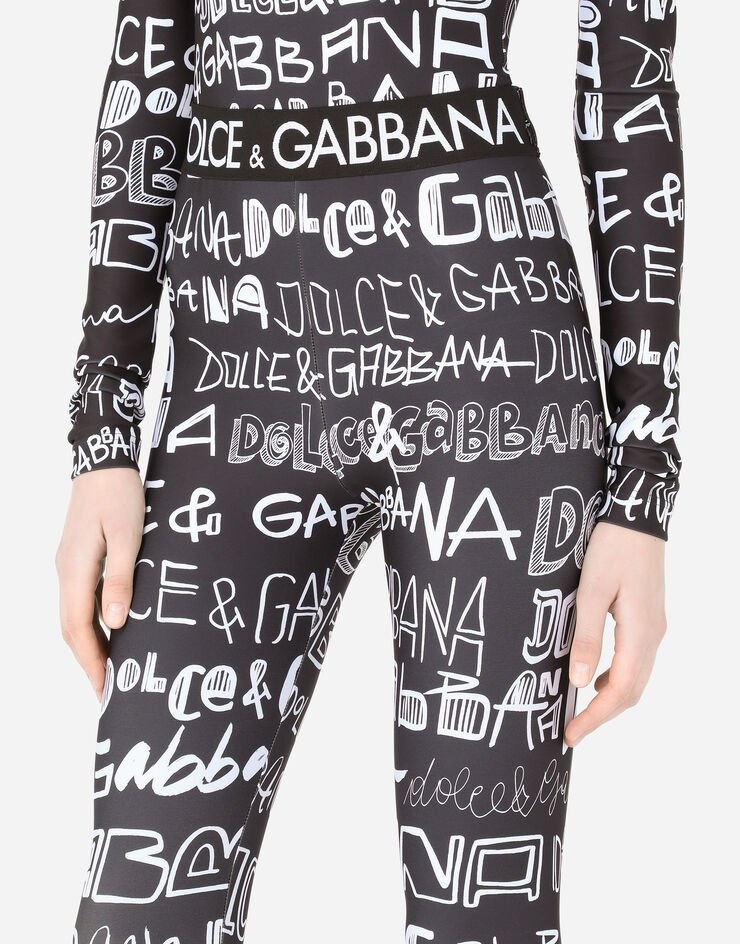 Spandex jersey leggings with DG graffiti print - 4