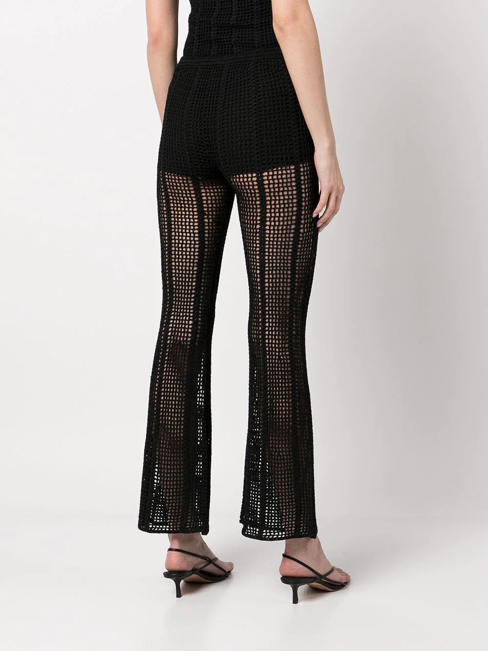 crochet-knit flared trousers - 4