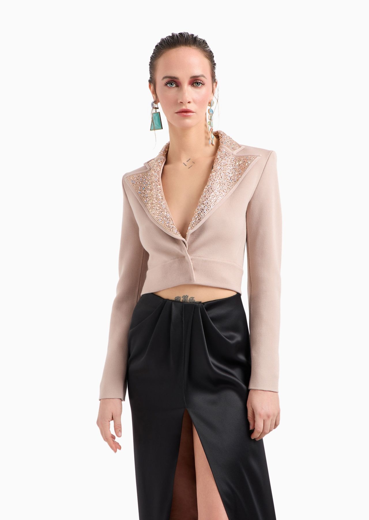 Short single-breasted jacket in wool and viscose - 2