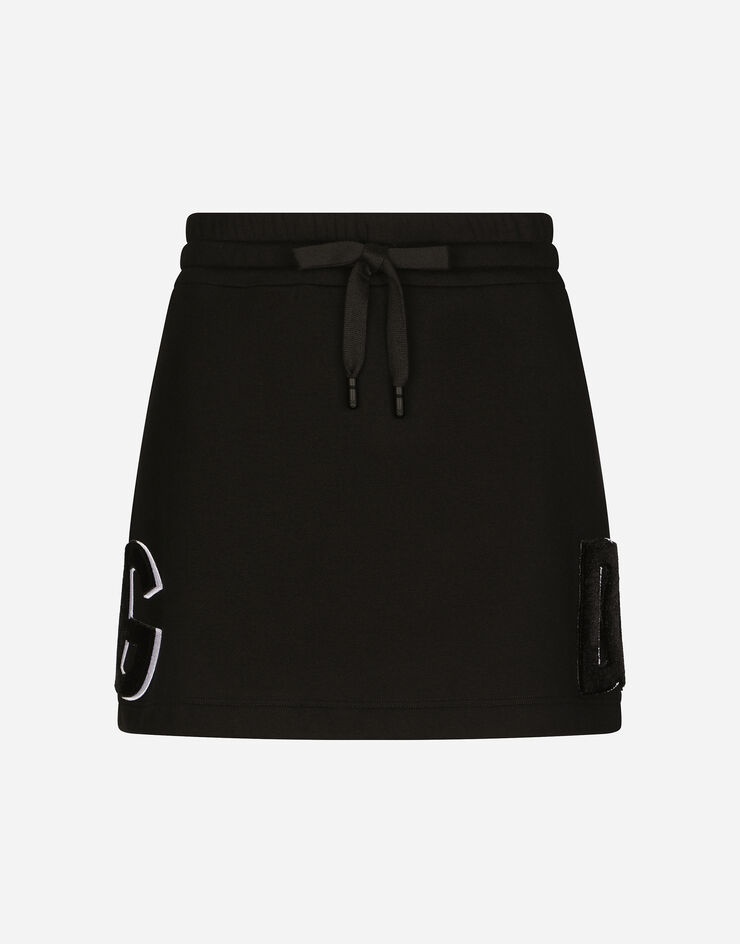 Jersey miniskirt with logo patch - 1