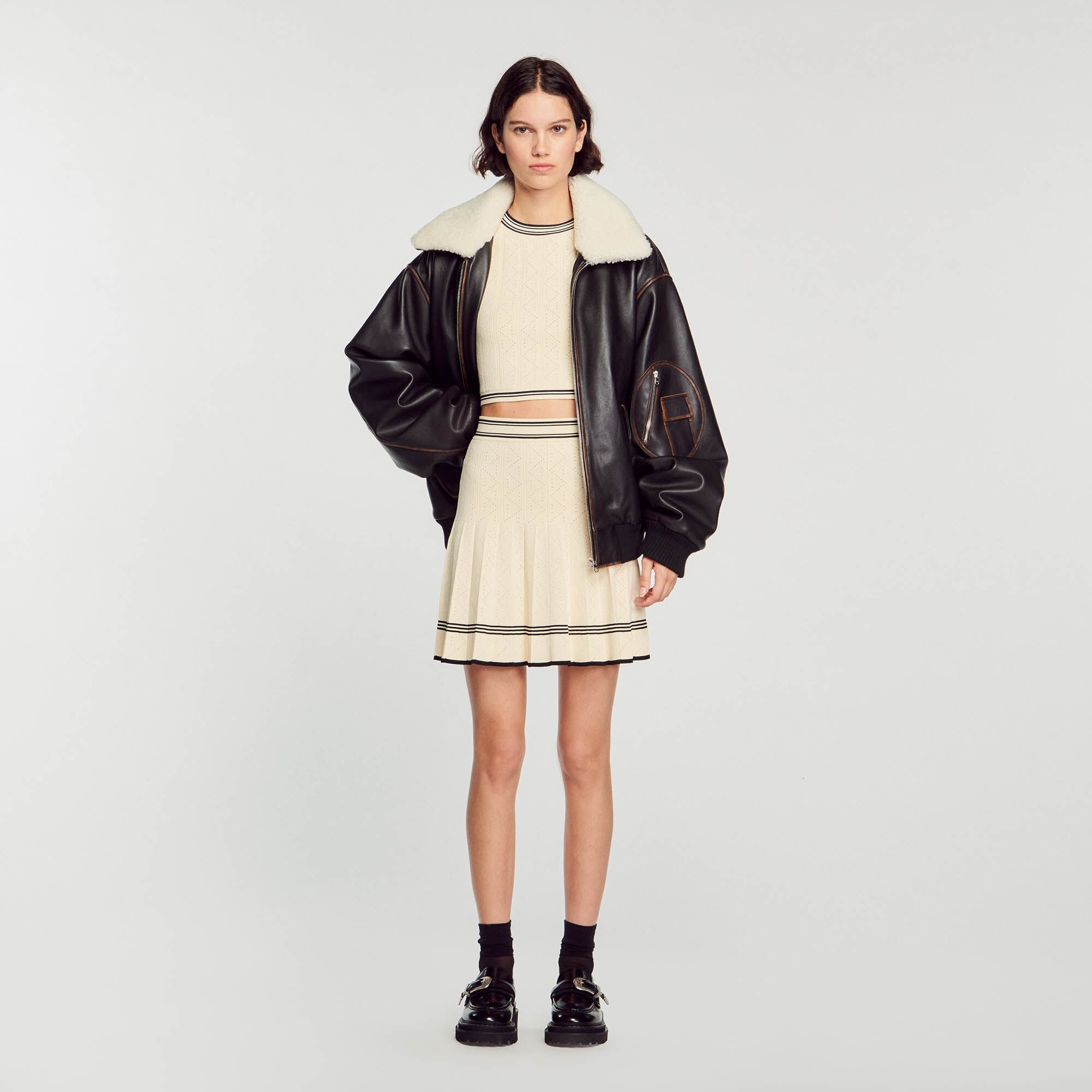 SHORT PLEATED KNIT SKIRT - 2