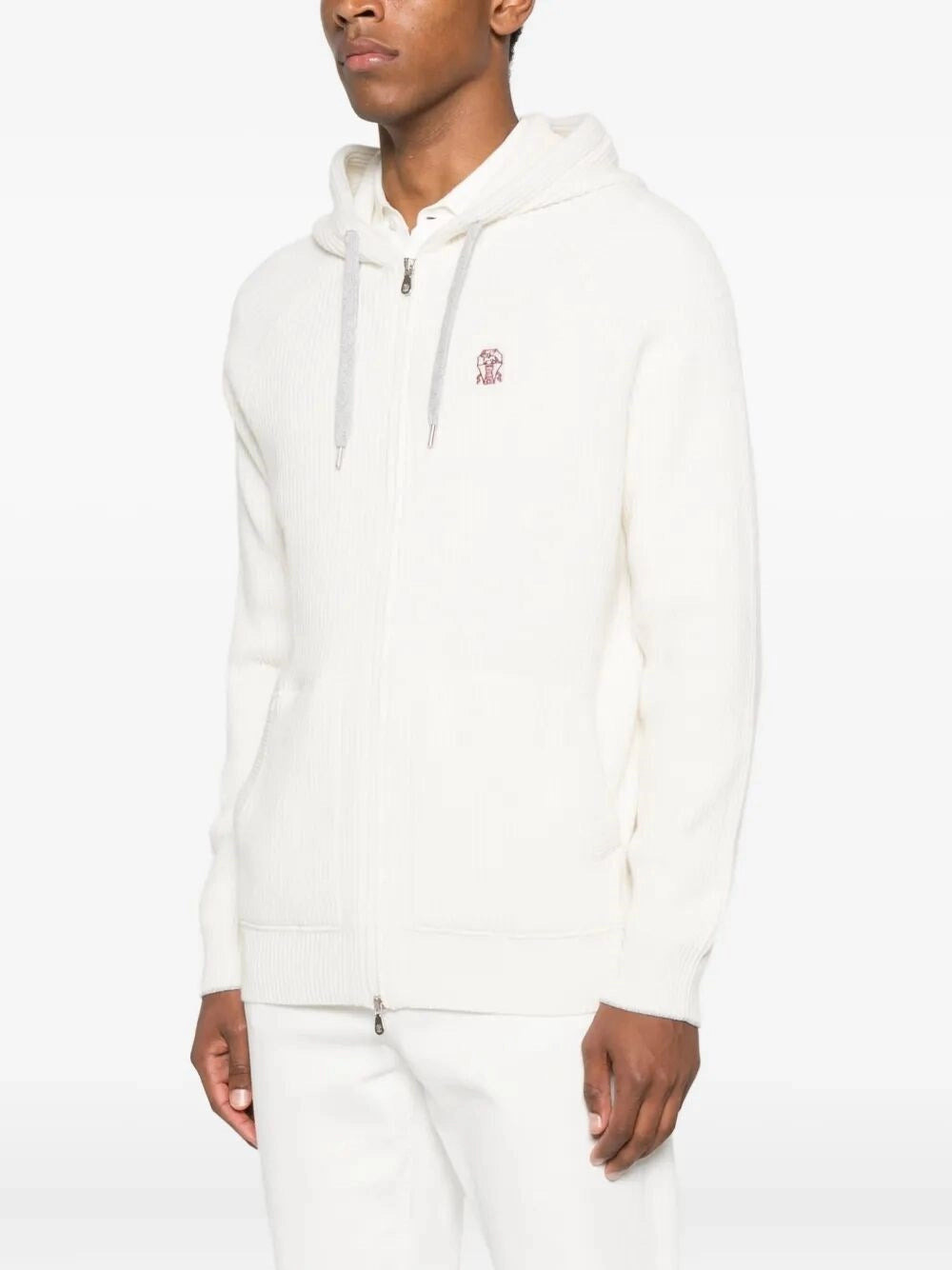Brunello Cucinelli Men Cashmere Knit Sweatshirt With Hood - 5