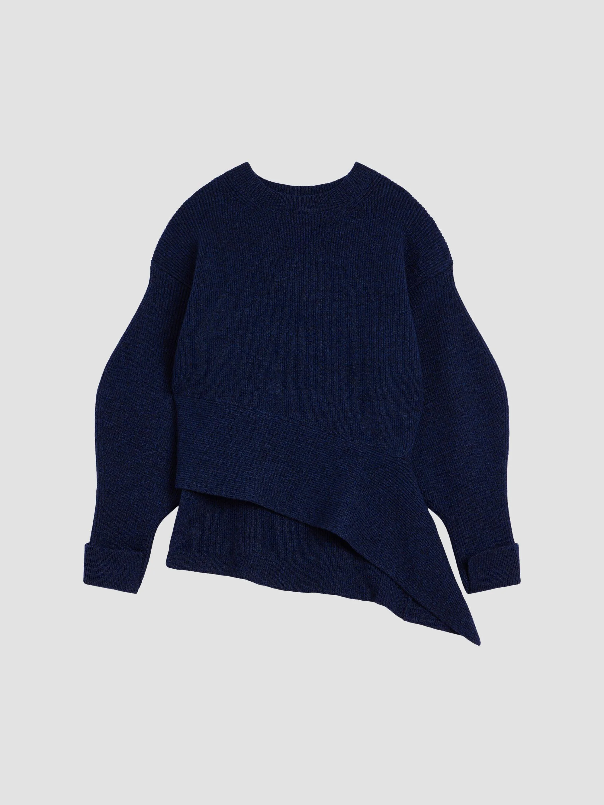 Women's Asymmetric Sweater in Wool and Cashmere - Cobalt Blue - 1