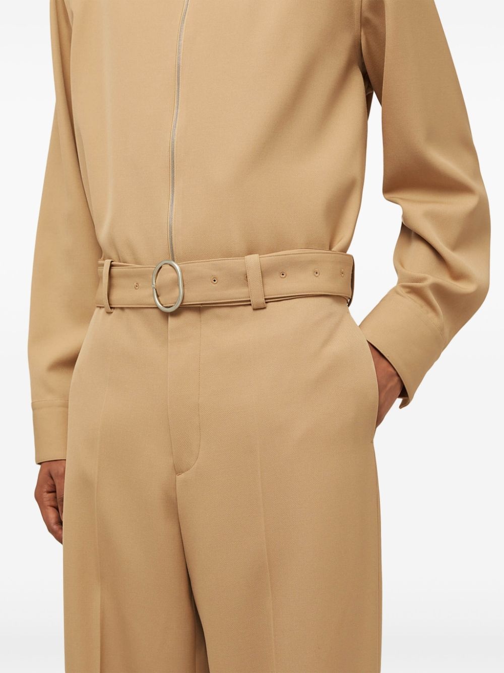 straight-leg belted wool trousers - 5