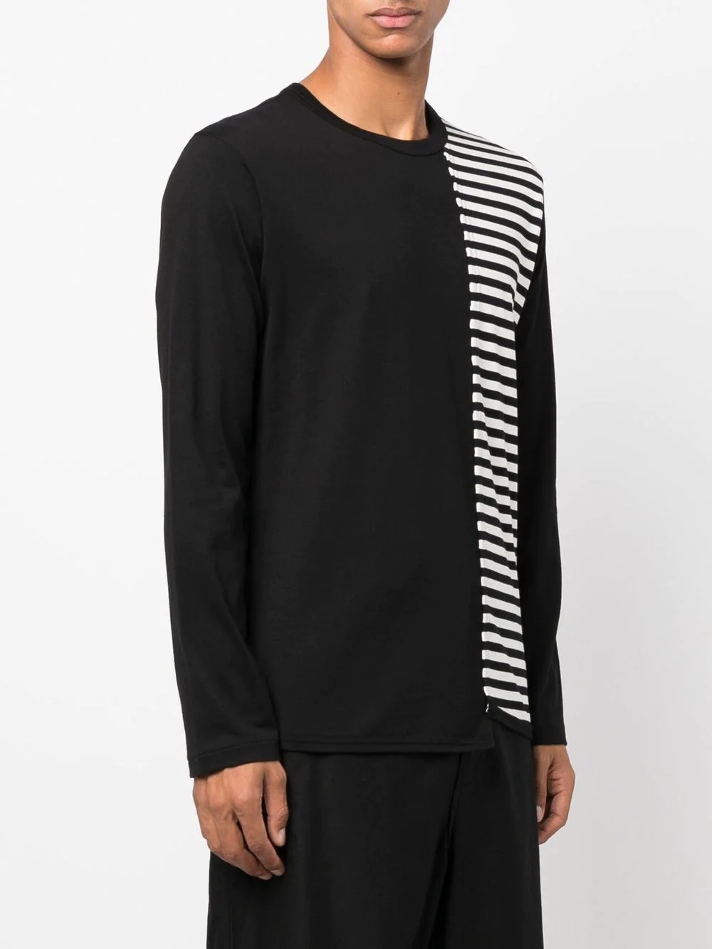 stripe-pattern panelled long-sleeve T-Shirt - 3