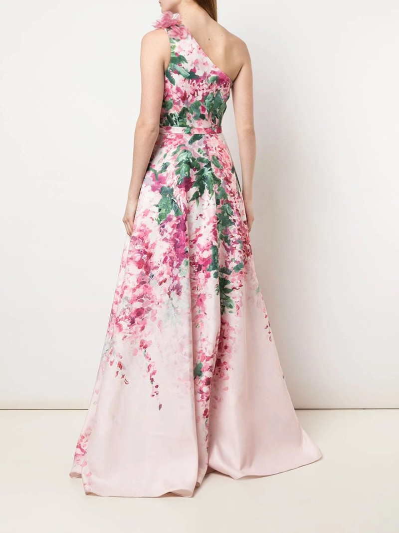 ONE-SHOULDER PRINT DUCHESS SATIN BALL GOWN 3