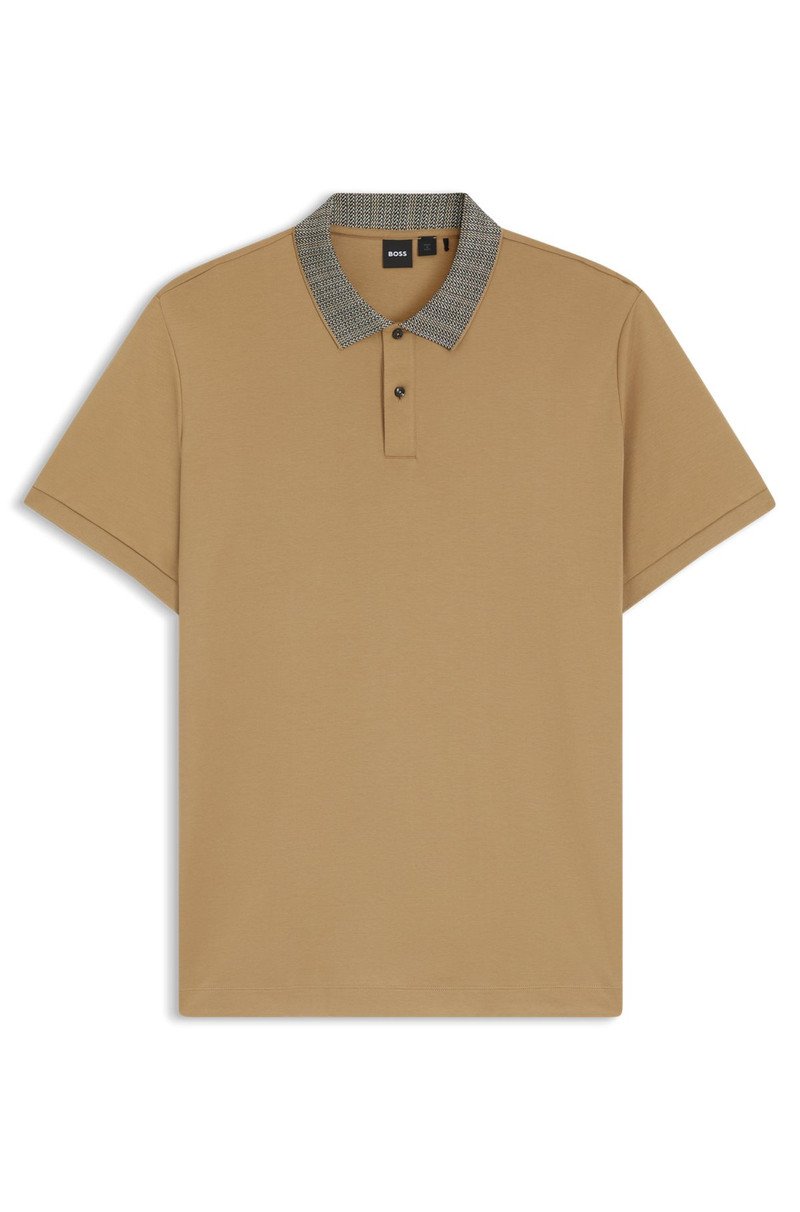 PIMA-COTTON POLO SHIRT WITH PATTERNED COLLAR 1