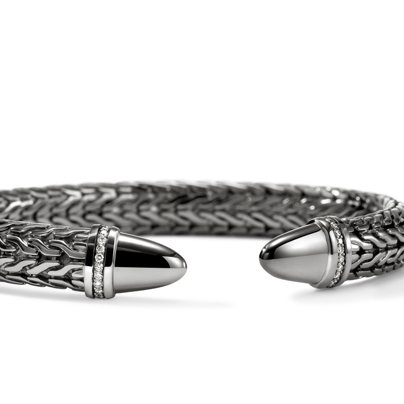 JOHN HARDY Spear 50 Flex Cuff, Dark Silver, Diamonds outlook