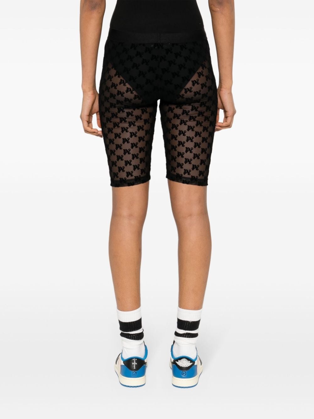 flocked-logo mesh cycling shorts - 4