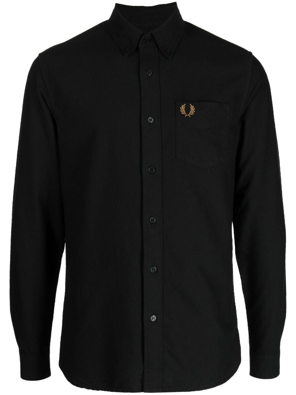 logo-embroidered cotton shirt - 1