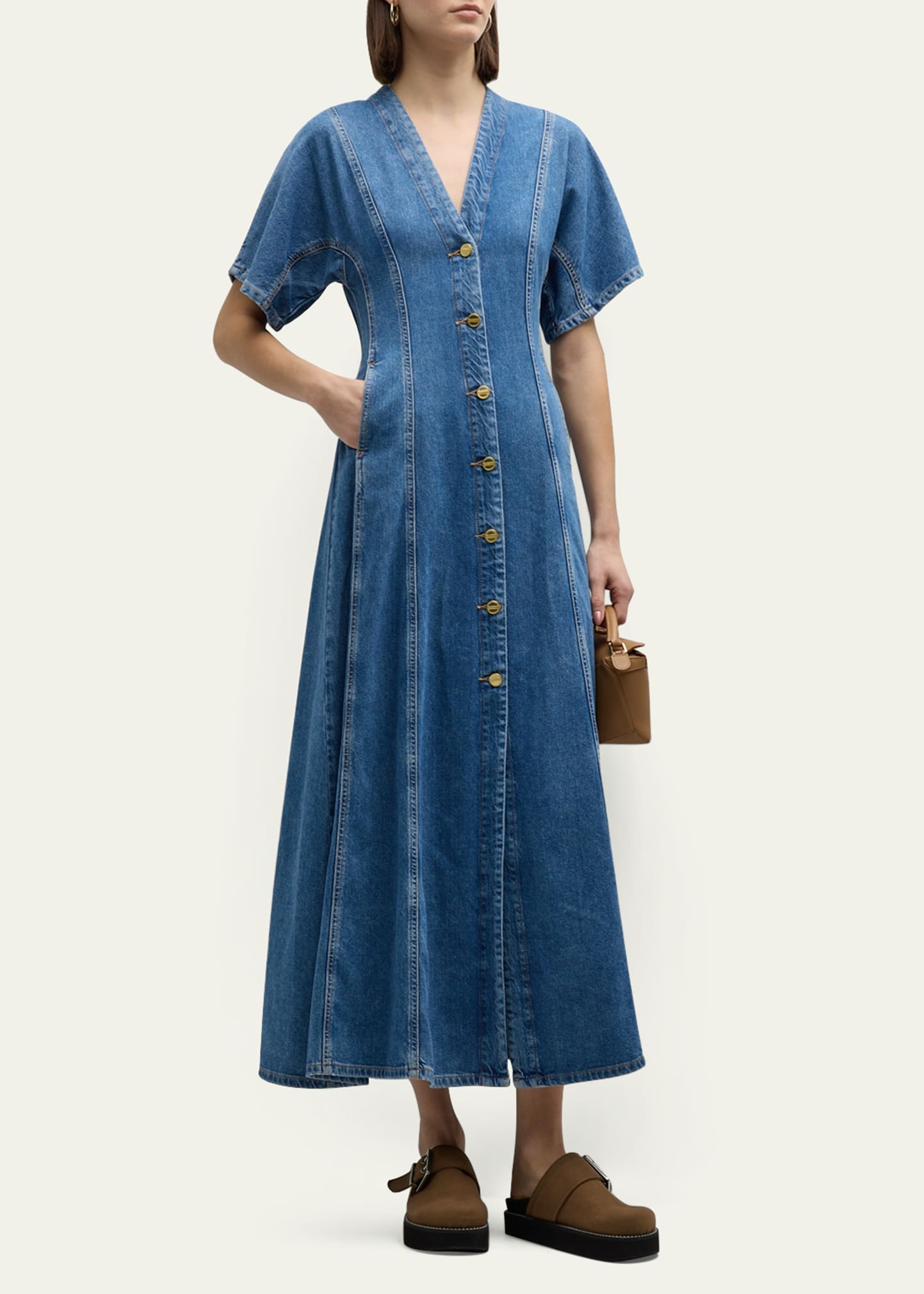 Future Short-Sleeve Denim Maxi Dress - 4