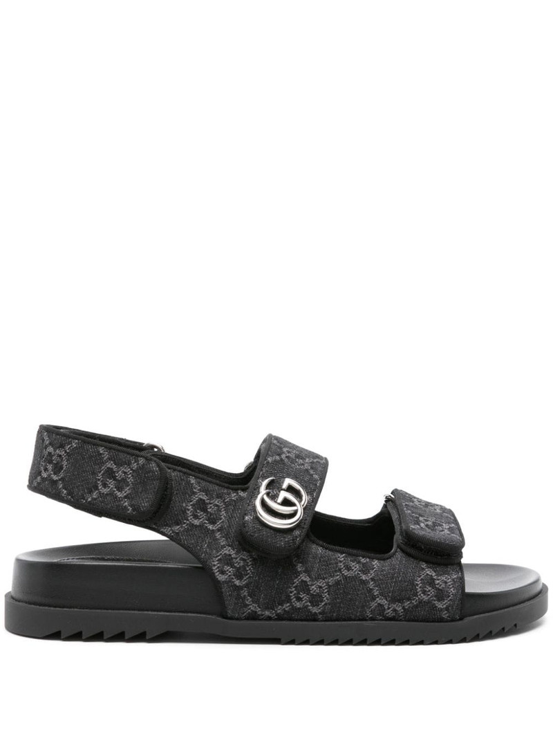 Double G-plaque denim sandals - 1