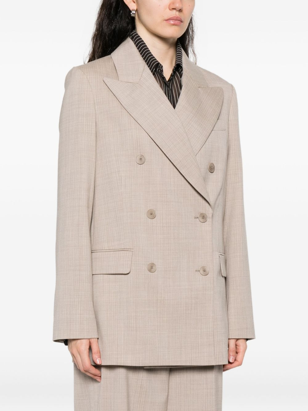 double-breasted checked blazer - 3