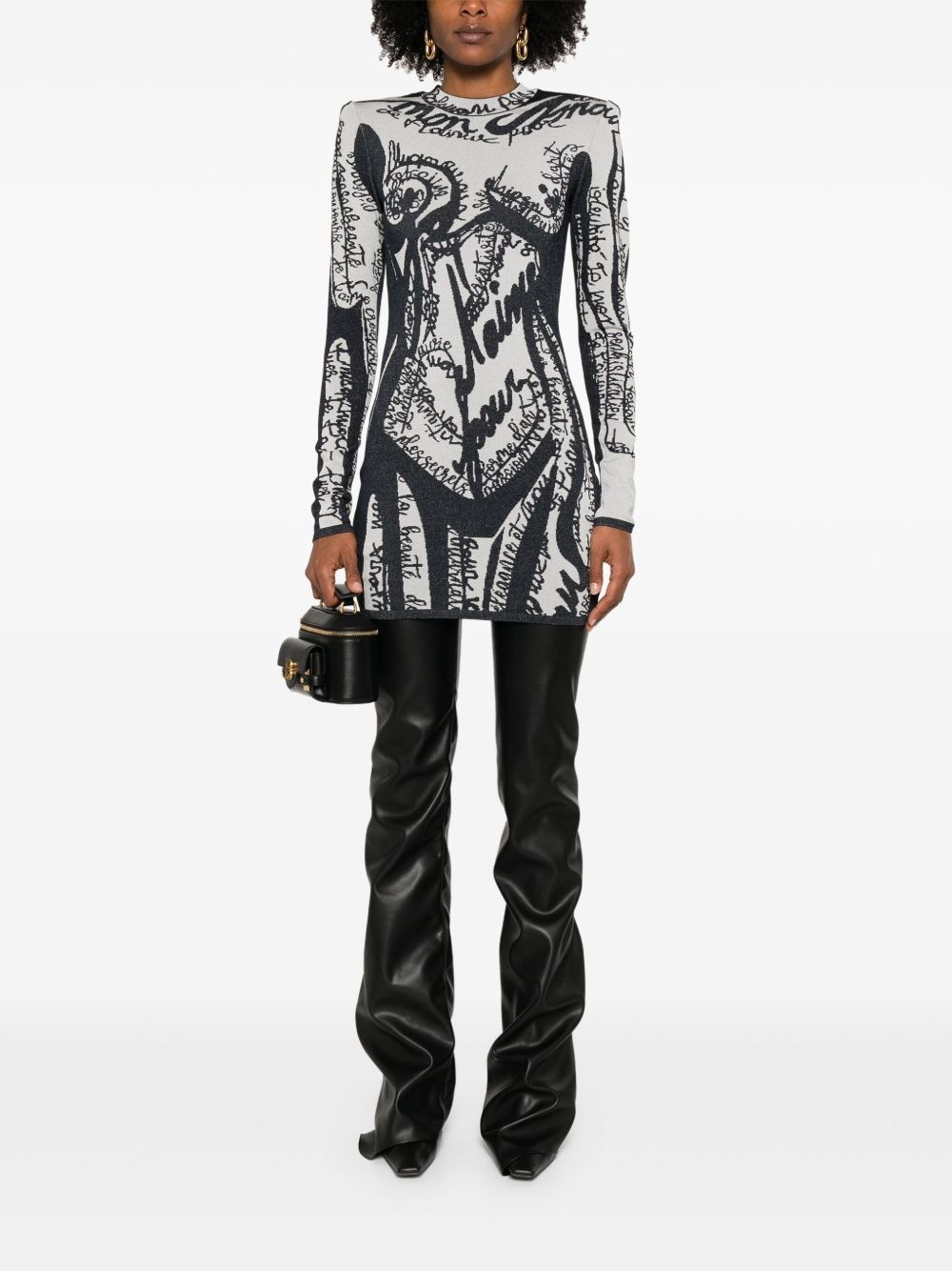 body-motif embroidered mini dress - 2