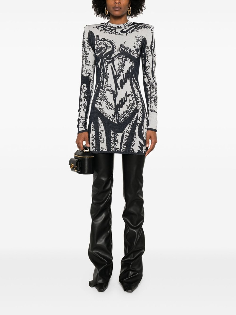 Balmain body-motif embroidered mini dress outlook