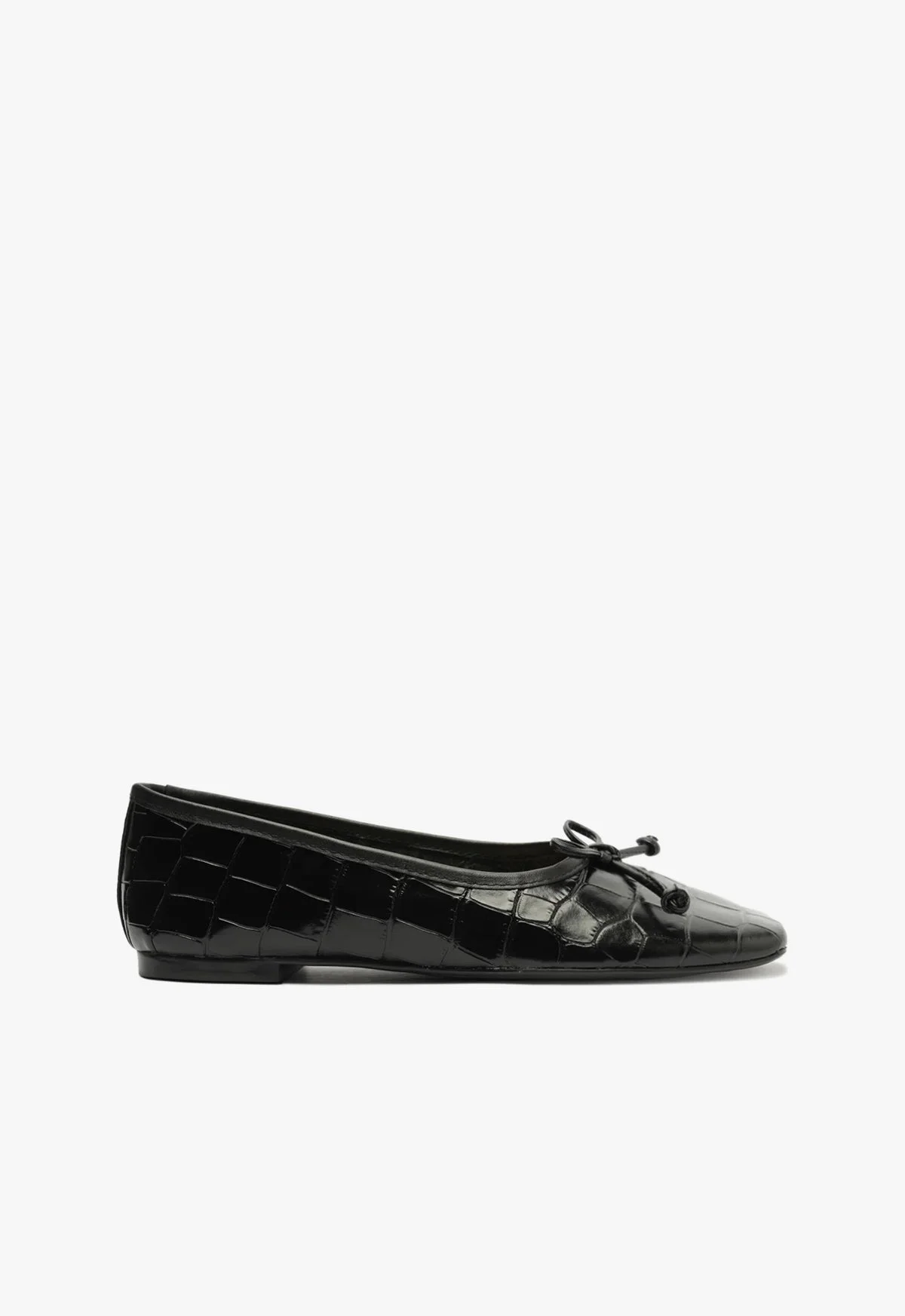 Arissa Black Leather Ballet Flat - 1