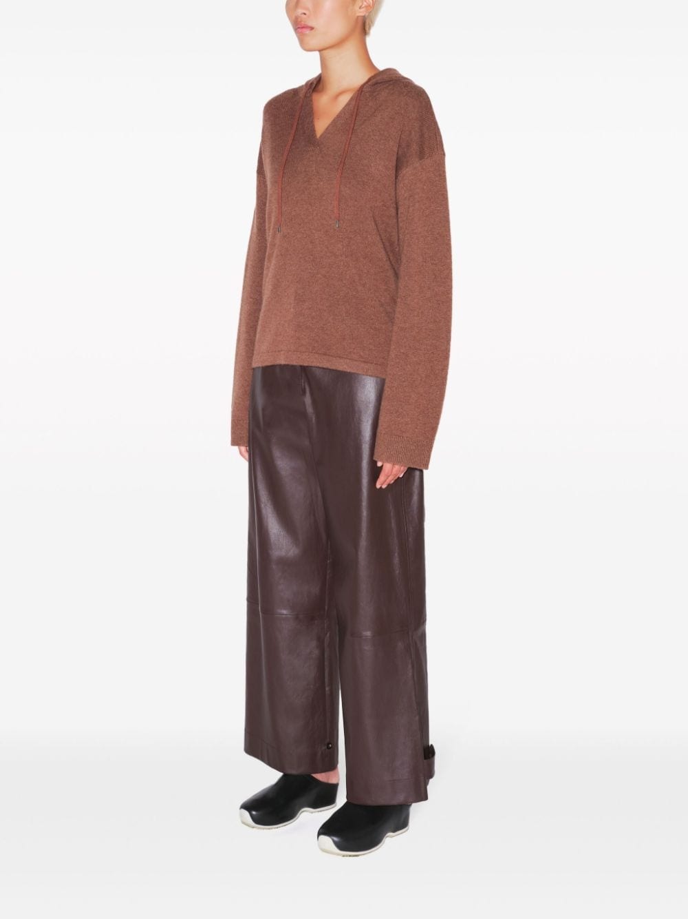 V-neck drawstring hoodie - 4