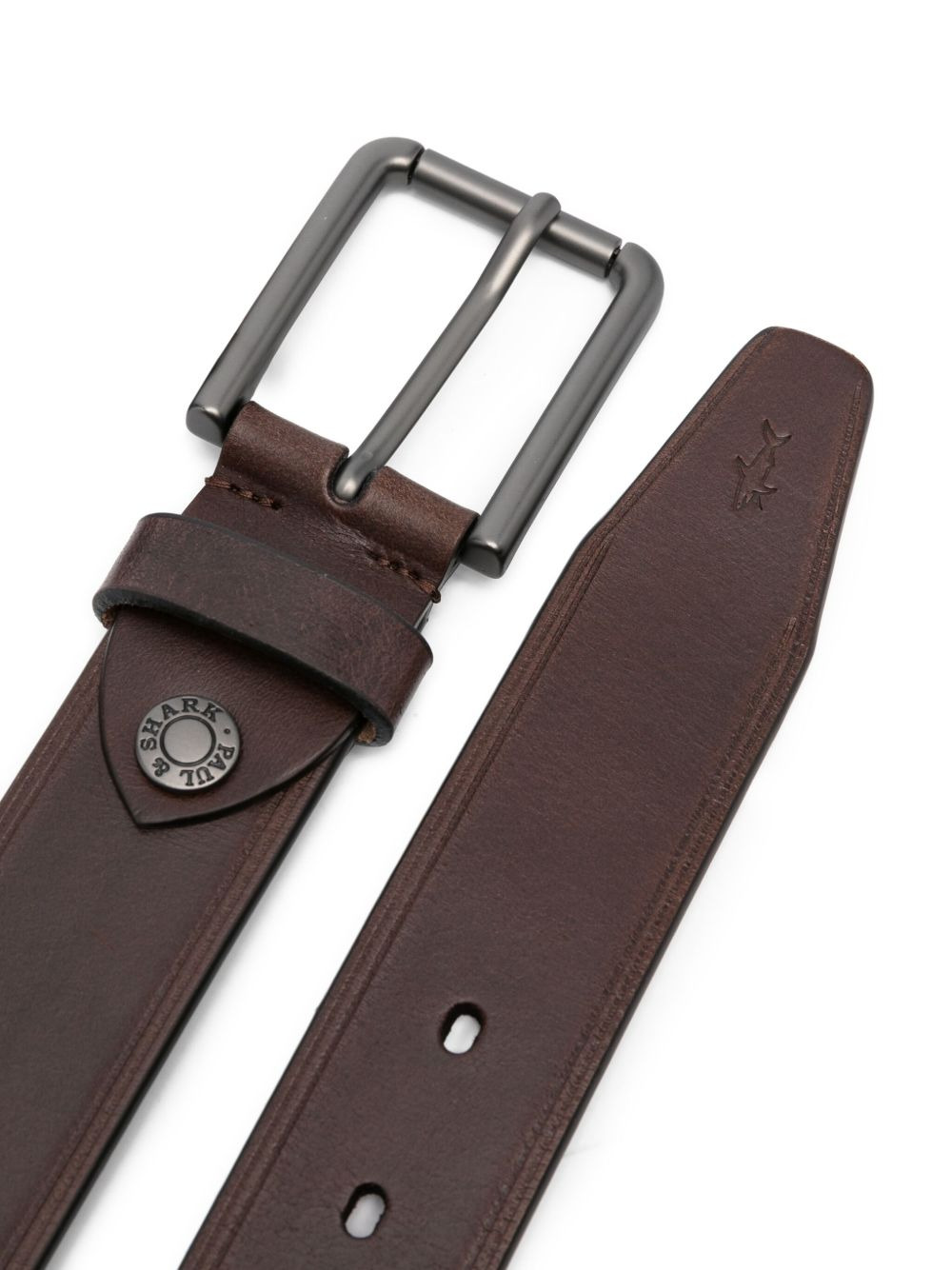 leather gunmetal-buckle belt - 2