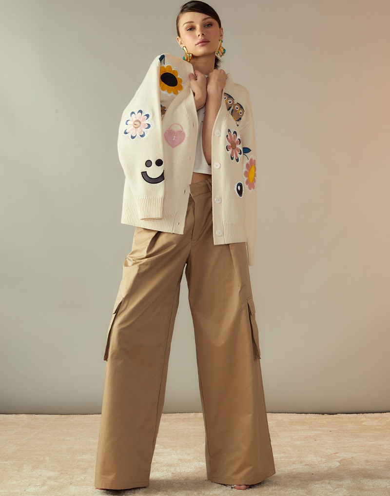 CYNTHIA ROWLEY Playful Patchwork Cardigan outlook