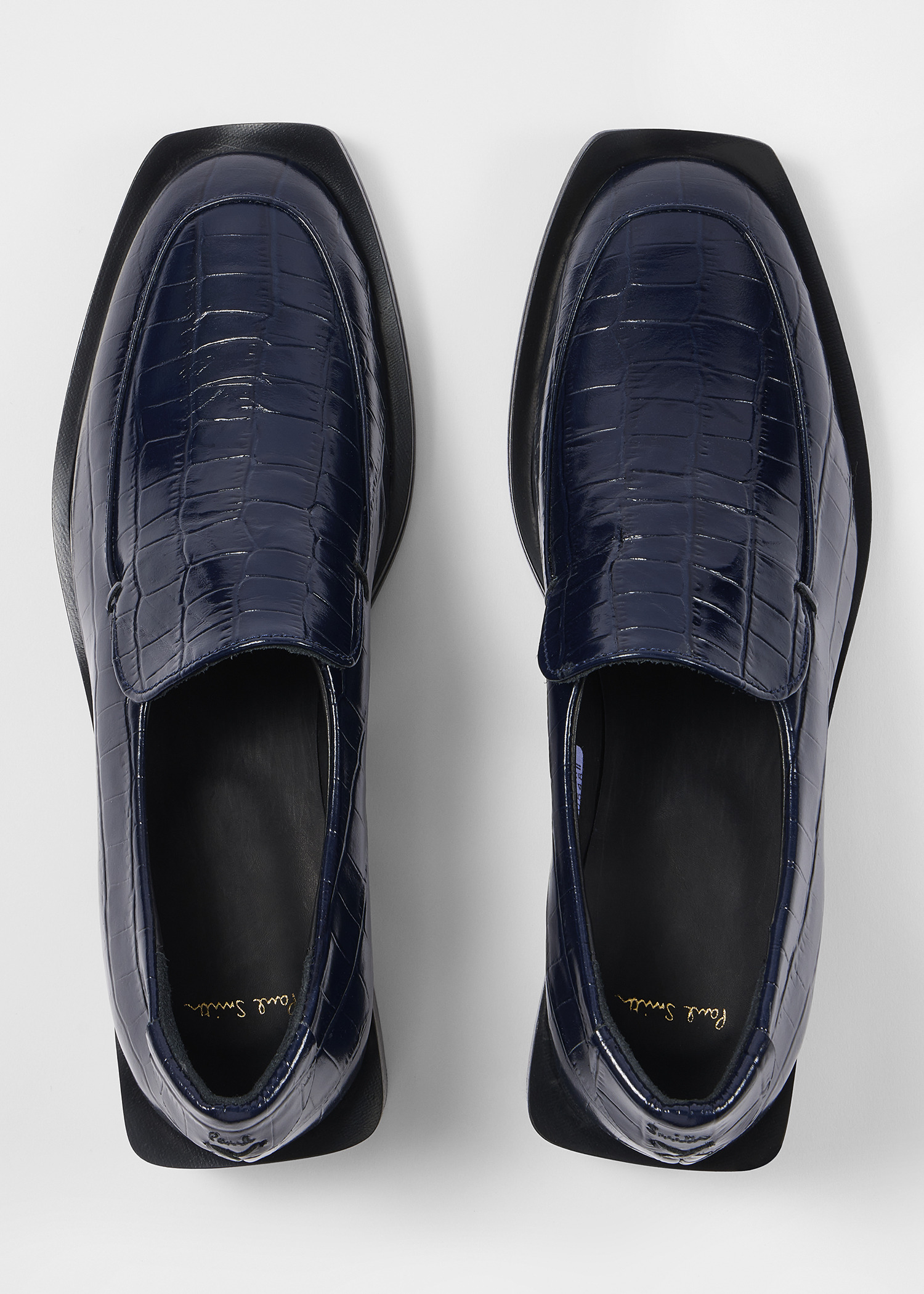 Women's Navy Croc-Embossed 'Tavira' Block Heel Loafers - 5