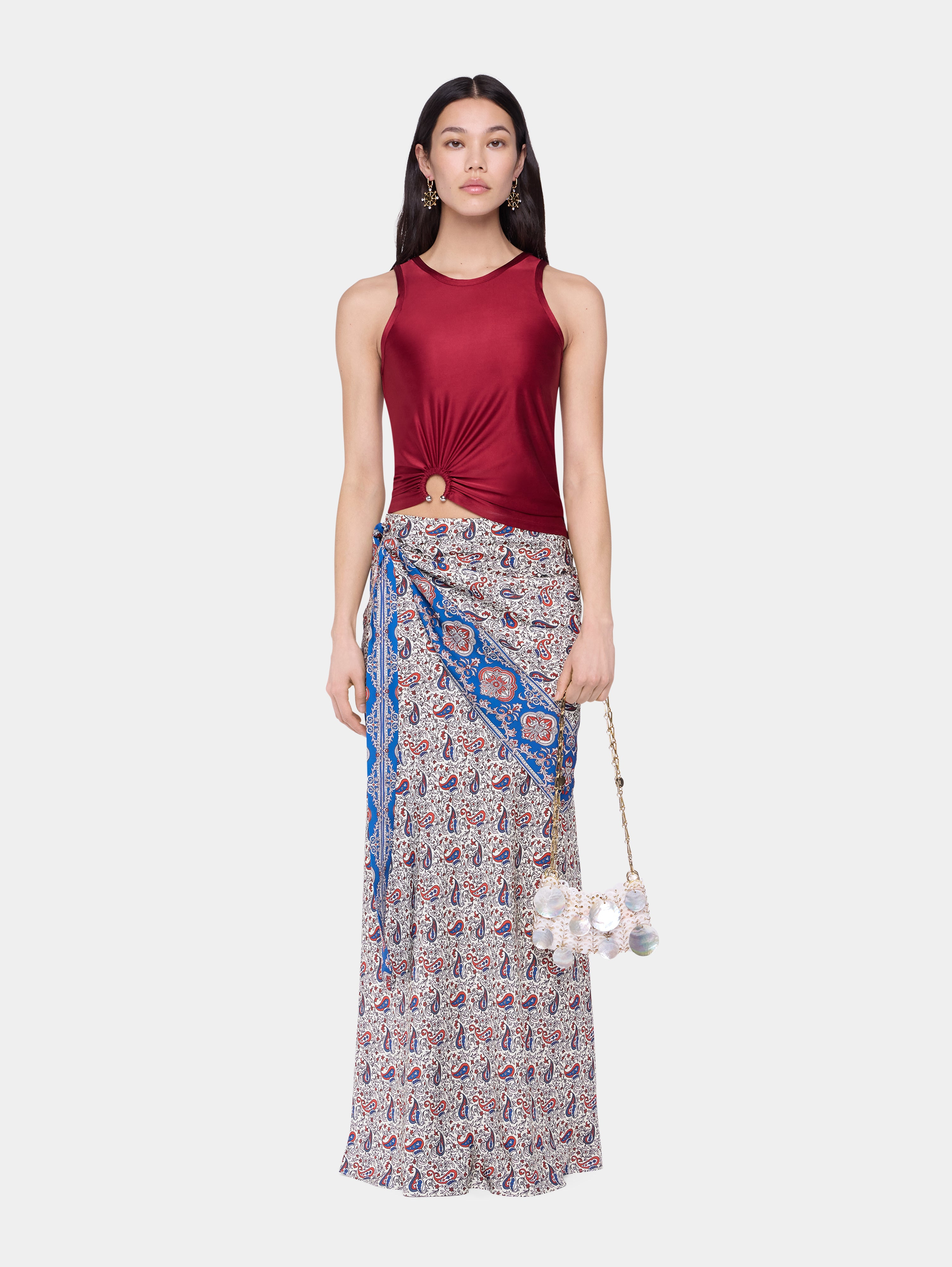LONG SKIRT IN PRINTED SATIN - 2