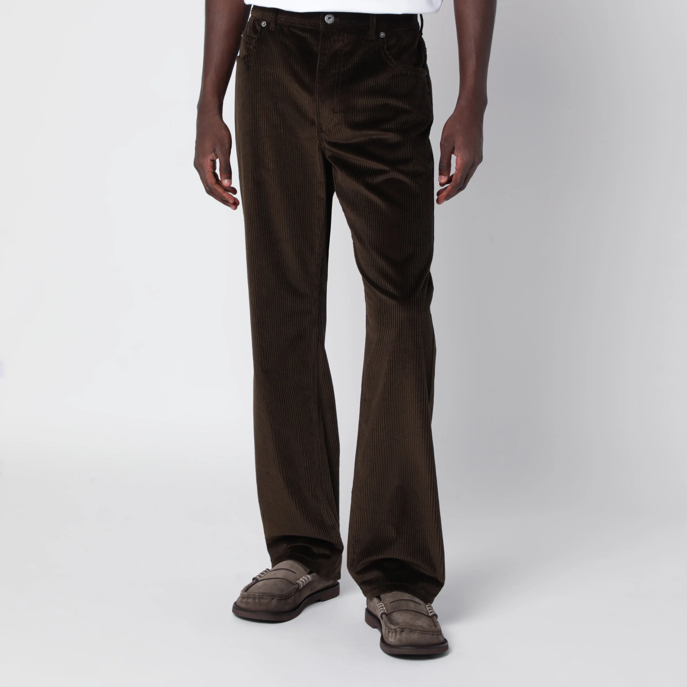 Brown cotton corduroy trousers - 1