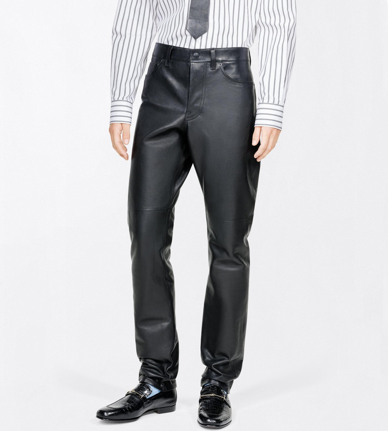 NATURAL GRAIN CALF LEATHER 5 POCKET PANTS 3