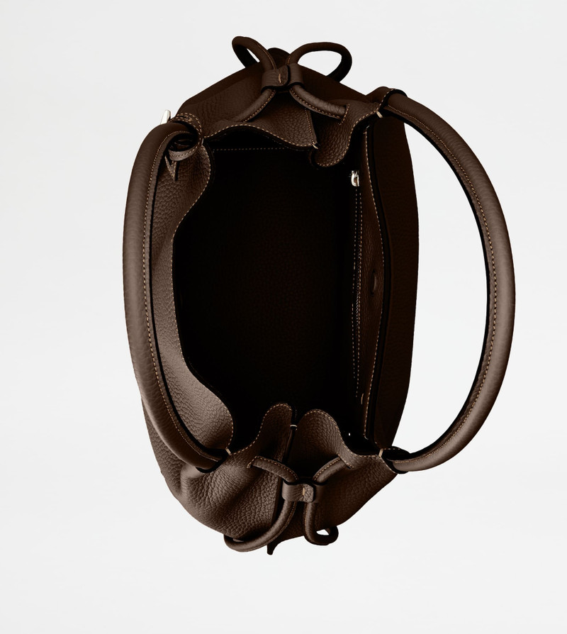 BUCKET BAG IN LEATHER MEDIUM - BROWN 4