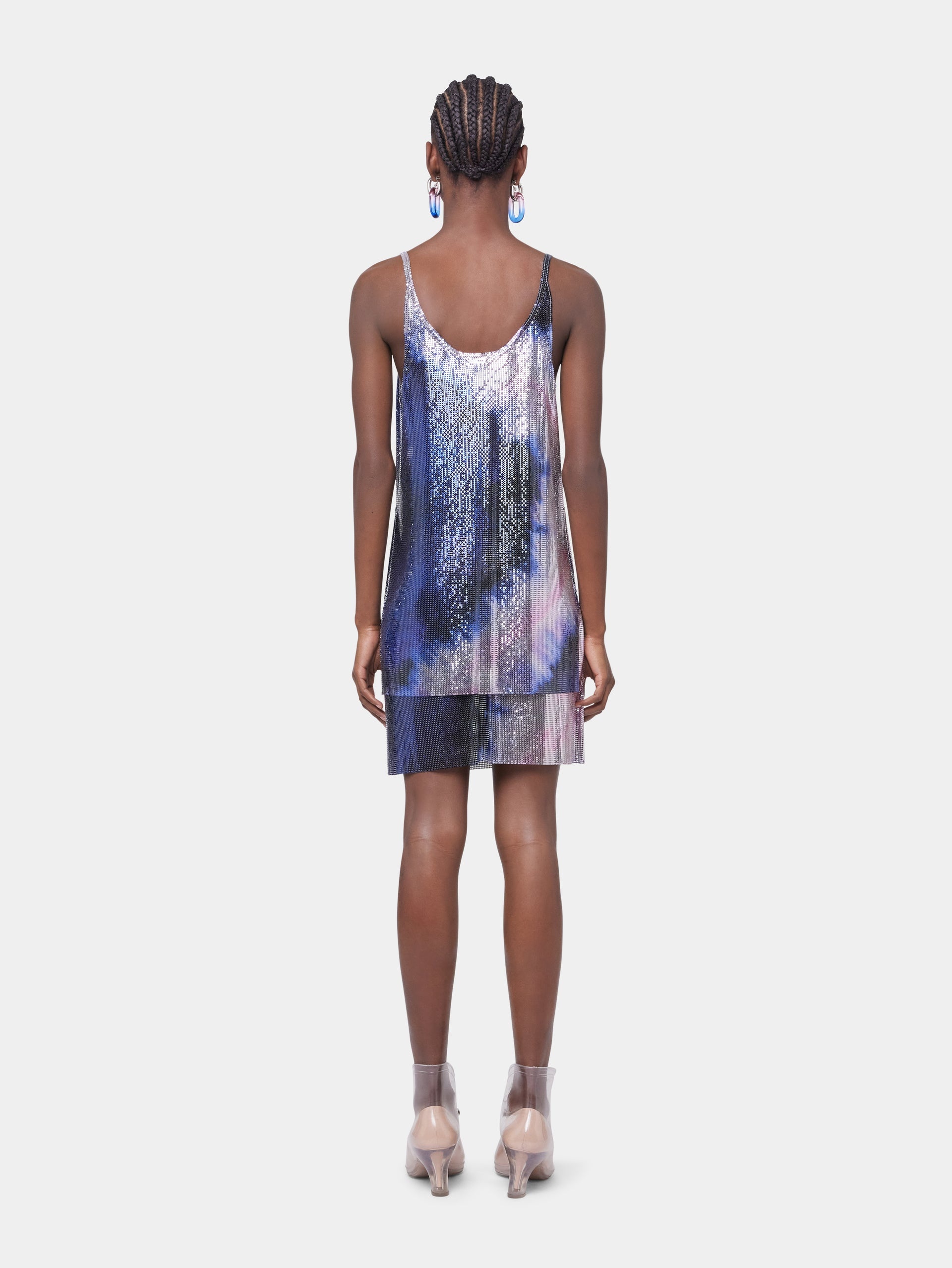 TIE-DYE BLUE TANK TOP IN PRINTED MESH - 6