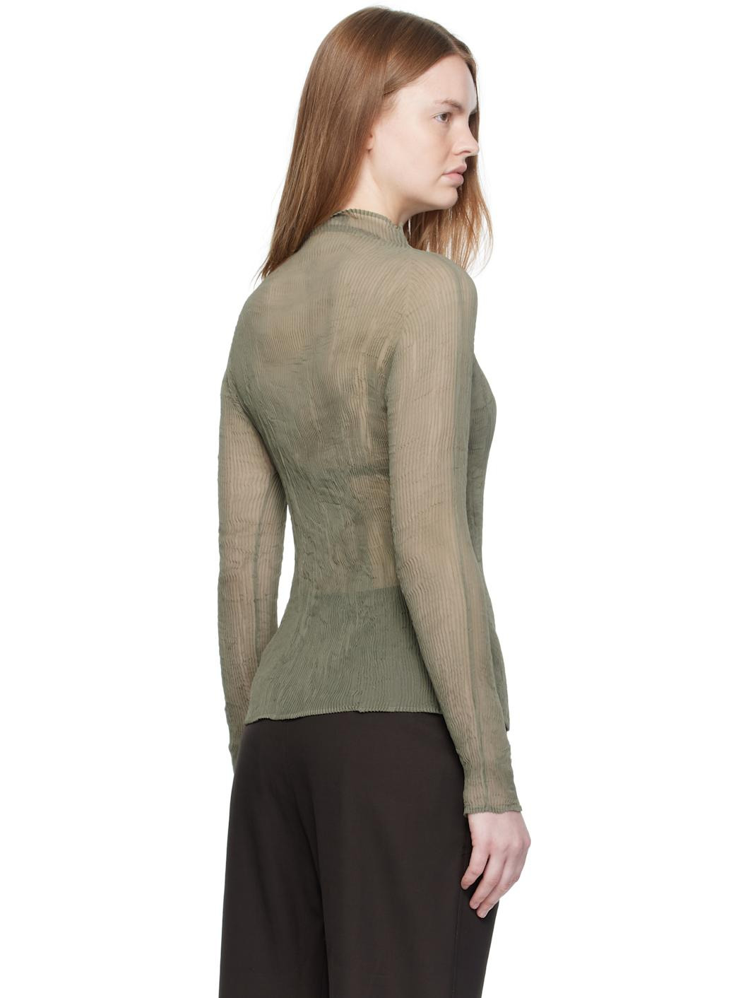 Khaki Chiffon Twist 3 Top - 3