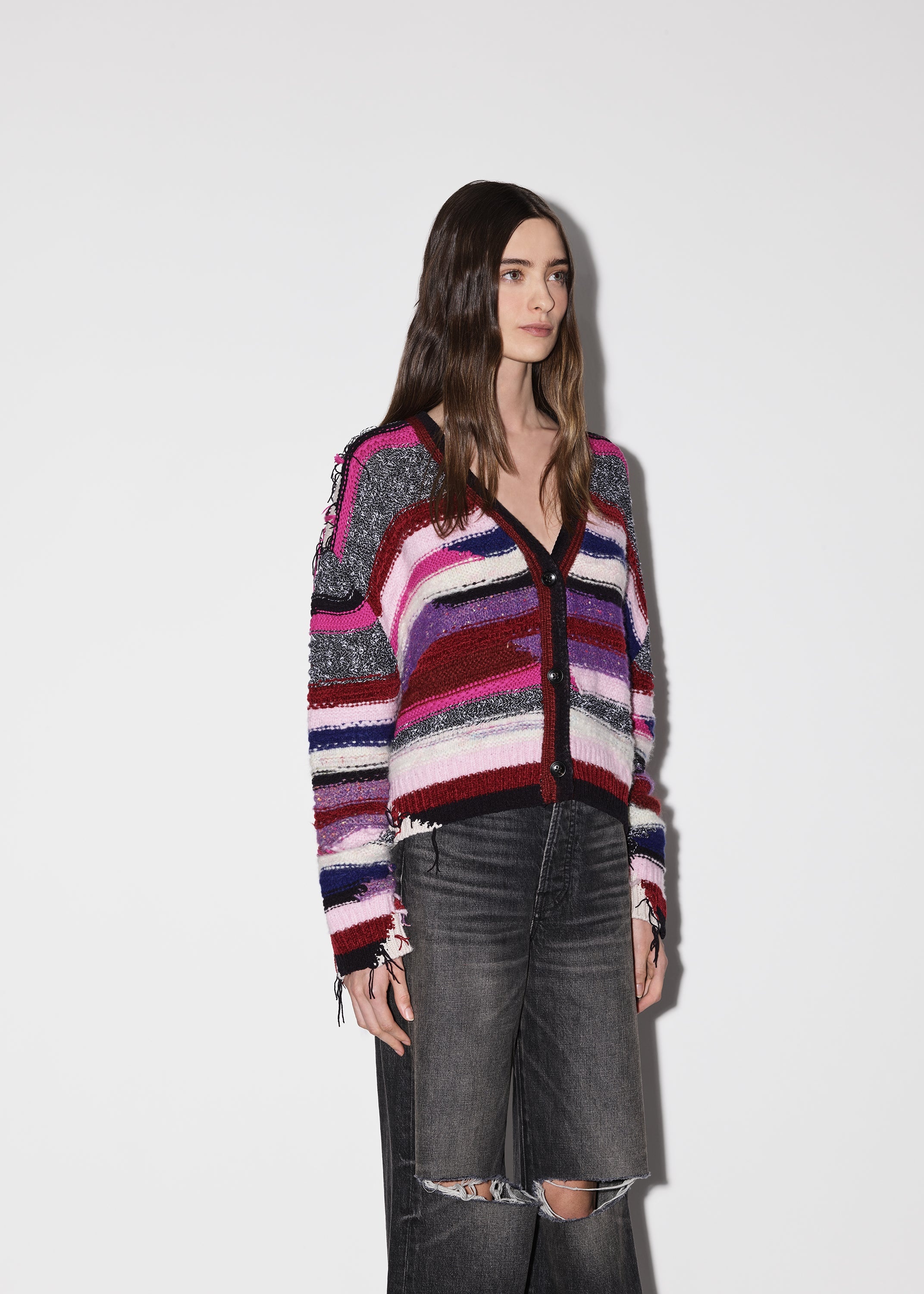 MULTI YARN STRIPE CARDIGAN - 4