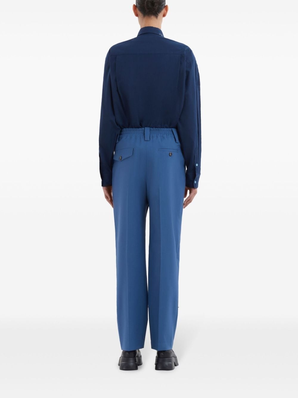embroidered-logo virgin wool trousers - 4