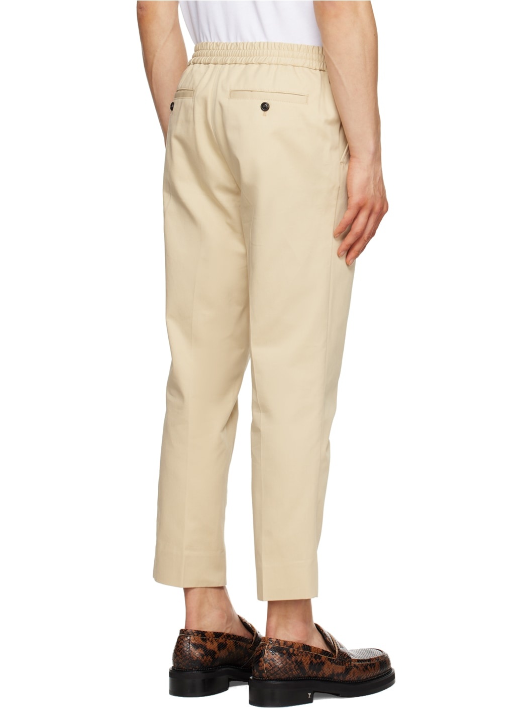 Beige Elasticized Trousers - 3