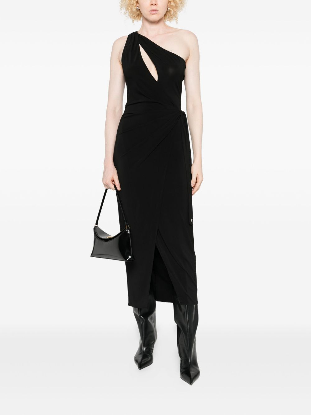 one-shoulder wrap midi dress - 2